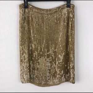 LAST ONE ! INC silk beaded gold skirt size 8